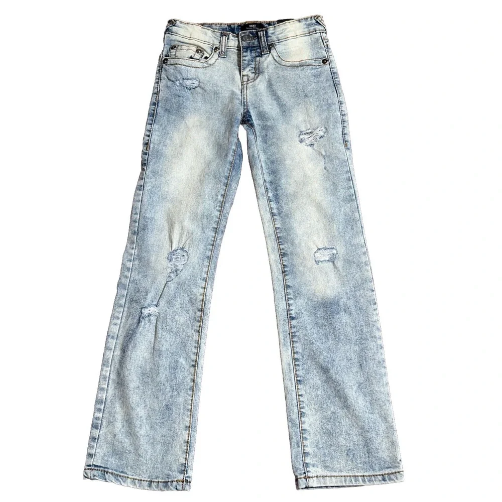 True Religion Ricky Relaxed Straight 10 Jeans 25x26 Blue Distressed Jeans